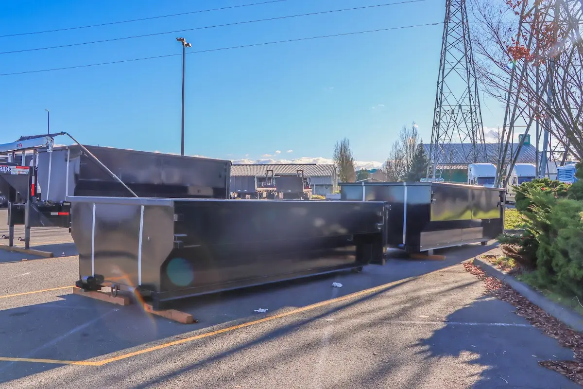 Roll-off dumpster ready for waste disposal at job site for Concrete Dumpster Rental in Rockwood